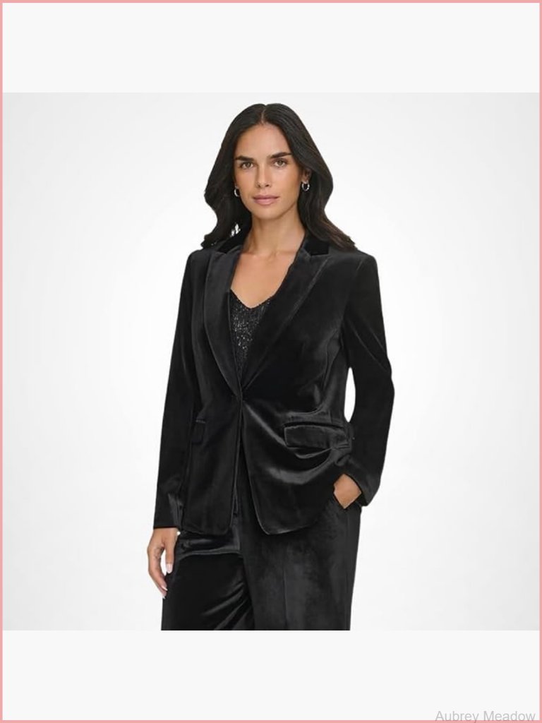 Women's One Button Lux Blazer Long Sleeve Notch Collar